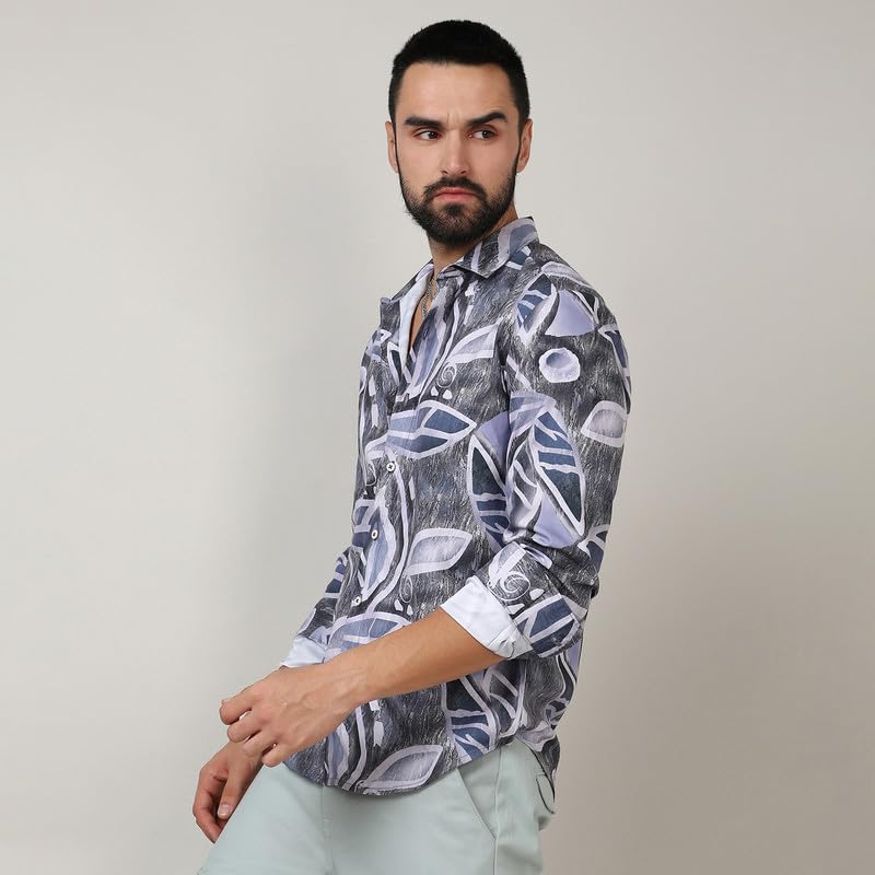 Image of CAHOOT Men's Twisted Crease Shirt for Casual Wear | Spread Collar | Long Sleeve | Button Closure | Shirt Crafted with Comfort Fit for Everyday Wear