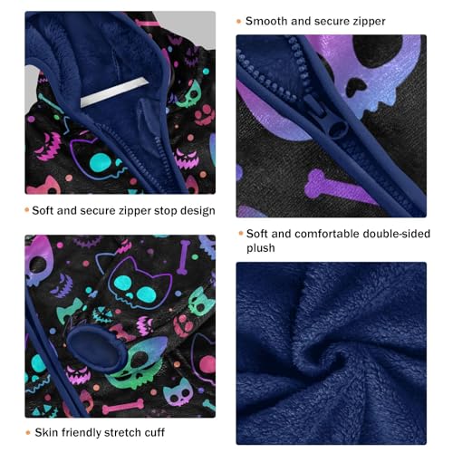 Boys' Fleece Hoody Jacket Zip Up Coat Warm Fall Winter Plush Jacket Halloween Cat Skull Long Sleeve Outerwear3