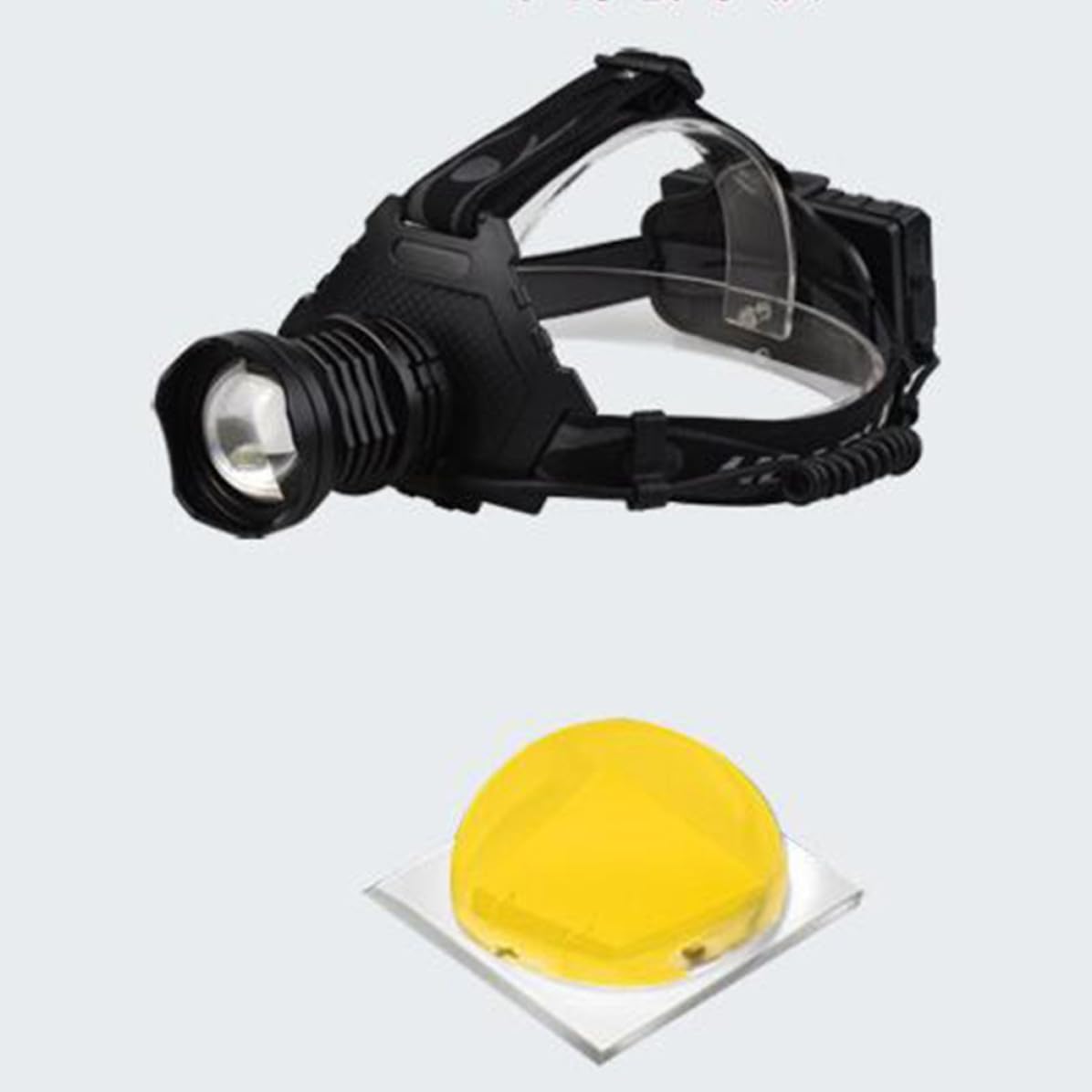 Linterna Frontal LED Recargable USB Zoom Retráctil, 50w, Carcasa de Aleación de Aluminio y Plástico, Adecuado para Actividades al Aire Libre y Ciclismo