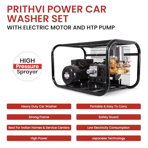 Image of Portable Power Sprayer with 2.5 HP Corded Electric Electrical Motor | Htp Pump with 200 Bar Pressure for Car and High Pressure Washing |15 Meter Hose Pipe & 1 Spray Gun (Multicolor)