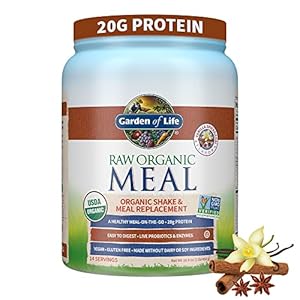 Garden of Life Meal Replacement Vanilla Chai Powder, 14 Servings, Organic Raw Plant Based Protein Powder, Vegan, Gluten-Free 16 Ounce
