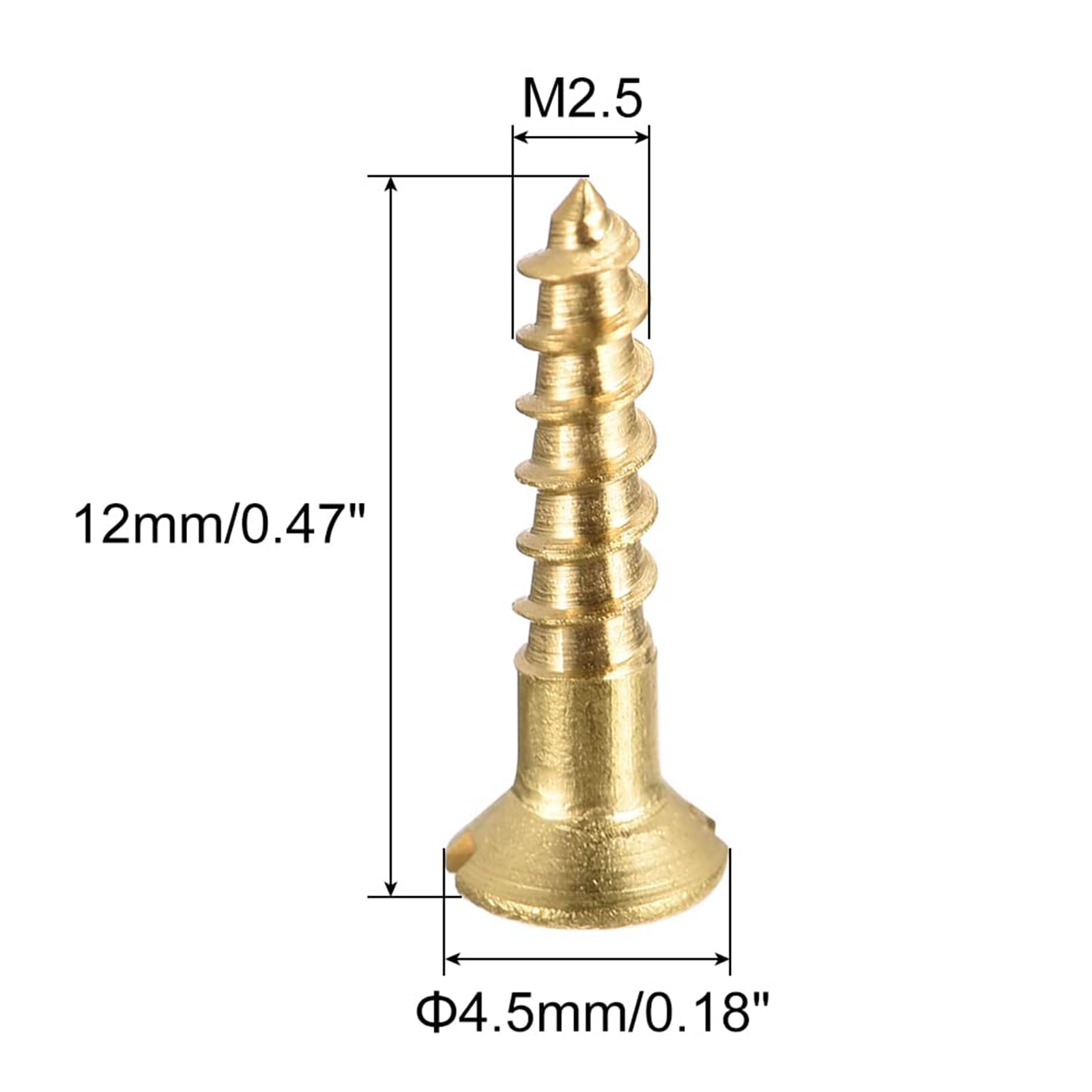 TA-VIGOR 100Pcs Self Tapping Screws, M2.5 Slotted Flat Head Screw, 12mm Round Head Slotted Tapping Screws - Image 2