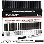 Reaeonat Black Whiteboard Markers, 18 Pack Dry Erase Fine Tip White Board Pens Ink Marker for Home, Office Uses