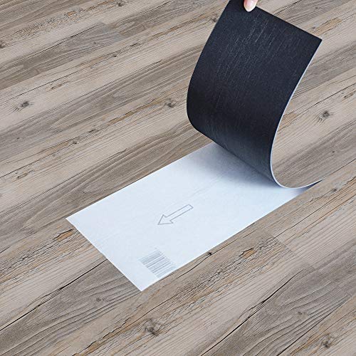 5m Vinylboden PVC Bodenbeläge 36 Stück Selbstklebende Bodenfliesen Laminatboden Vinyl Fliesen Klebefliesen Bodenbelag für Wohnzimmer Küche Balkon Badezimmer Wasserdicht Eiche Braun