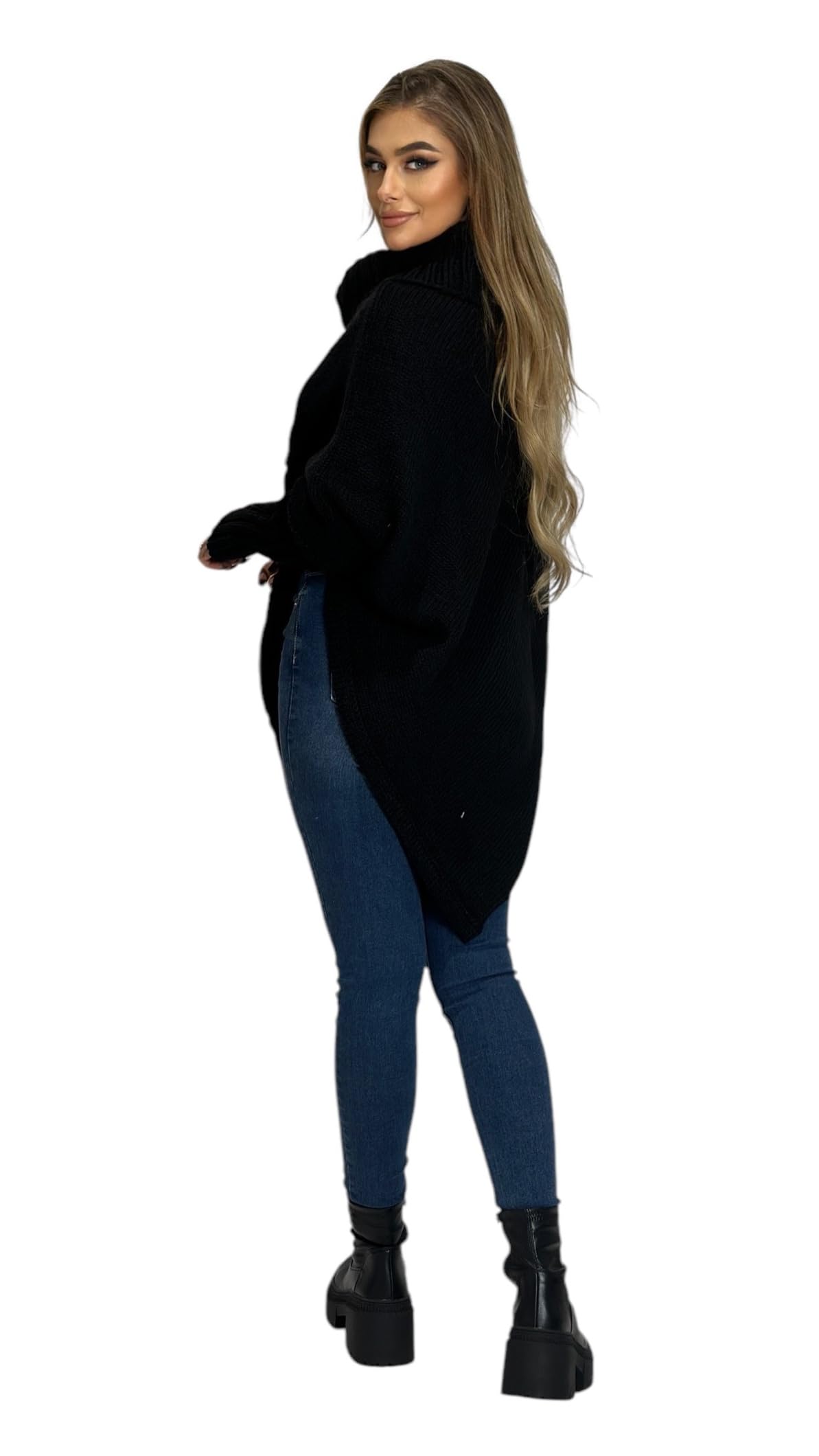 Mississhop Poncho Strick Sweatshirt Pullover Umhang Überwurf