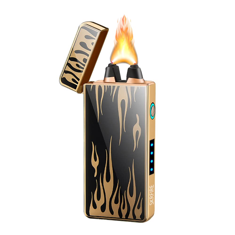 Skrfire Luxury Flame Arc Electric Lighter - Rechargeable Usb Plasma Lighter With Led Battery Indicator