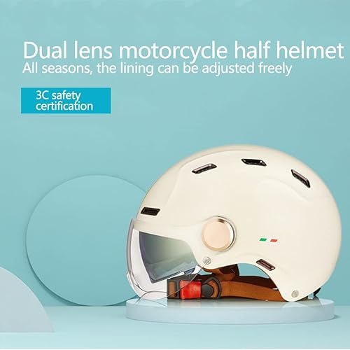 Miniatura 3 de Vespa - Casco abierto retro eléctrico para motocicleta, medio casco con doble visera, certificado por DOT, para hombres y mujeres, ATV Street