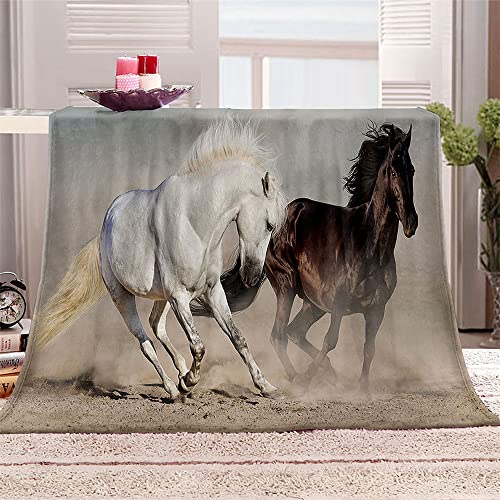 FANSU Kuscheldecke Flauschig Flanell Decke, 3D Drucken Microfaser Weich Warm Pl&uuml;sch Fleecedecke Sofadecke Couchdecke Wohndecke Bettdecke Tagesdecke (Pferd,130x150cm)