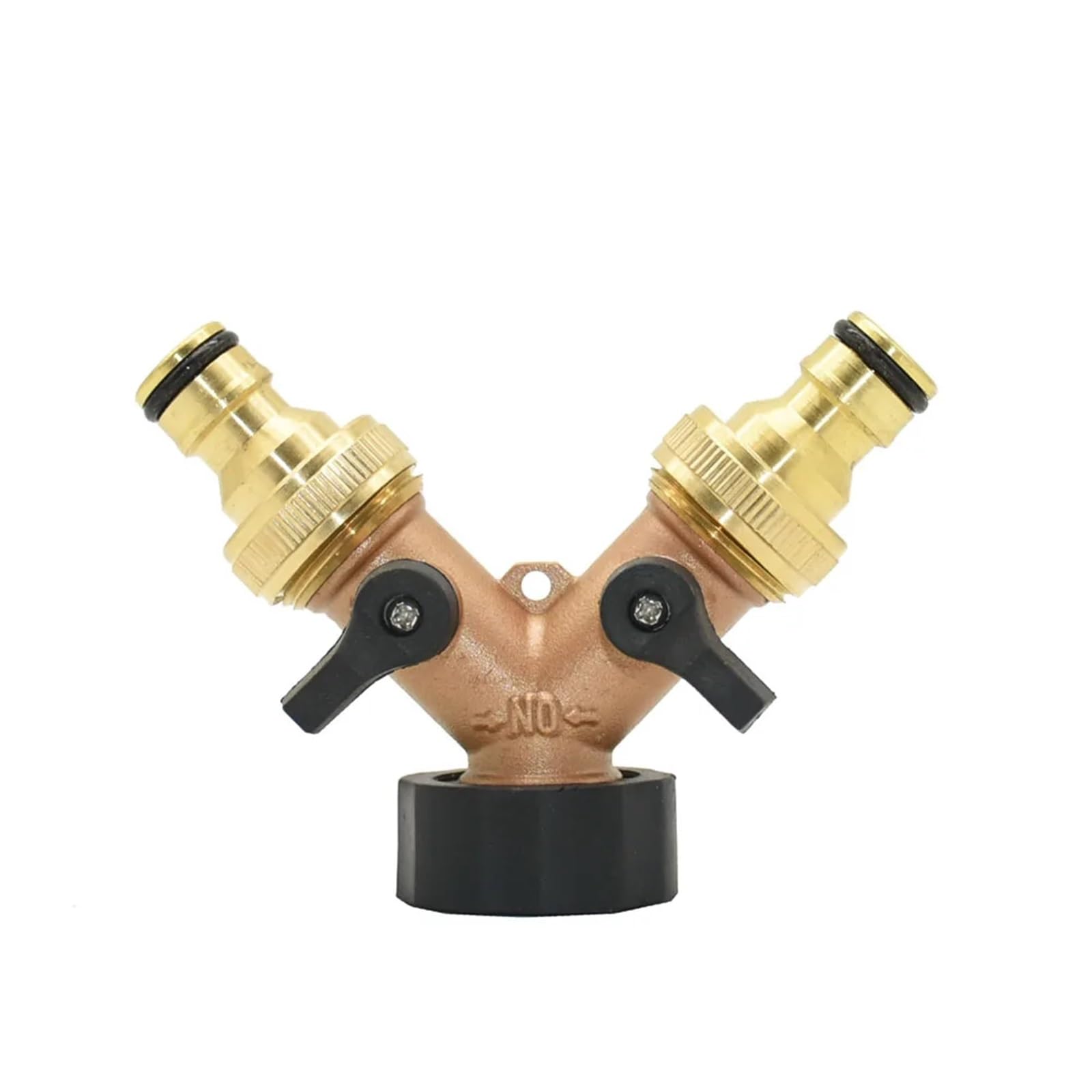 Grifo de jardín de latón de 2 vías hembra 3/4 Y, válvula de riego divisor de agua, manguera de conector rápido, 1 juego (BSP)
