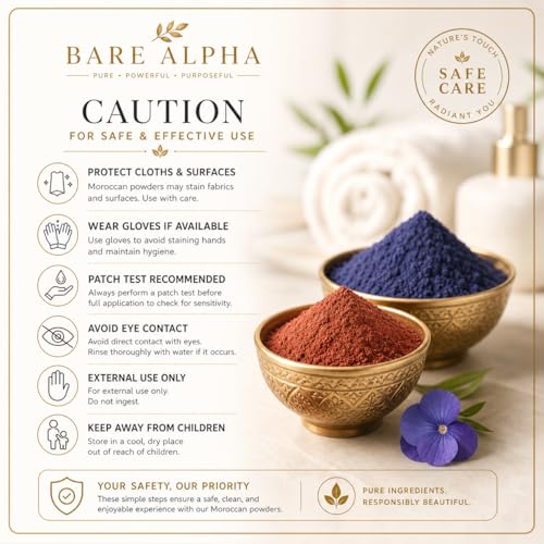 Image of Moroccan Nila Powder For Face - 100% Natural Blue Powder for Skin Brightening, Tan Removal & Detox | Traditional Moroccan Hammam Beauty Treatment For Face & Body Care (Blue+Red (50g+50g))