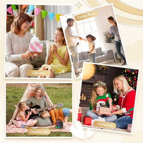 Image of Mini Karaoke Machine for Kids Adults：Portable Bluetooth Karaoke Speaker with 2 Wireless Microphones and Lights for Home Party, Christmas Birthday Gifts for 4-12+ Years Old Girls Boys（Dark）