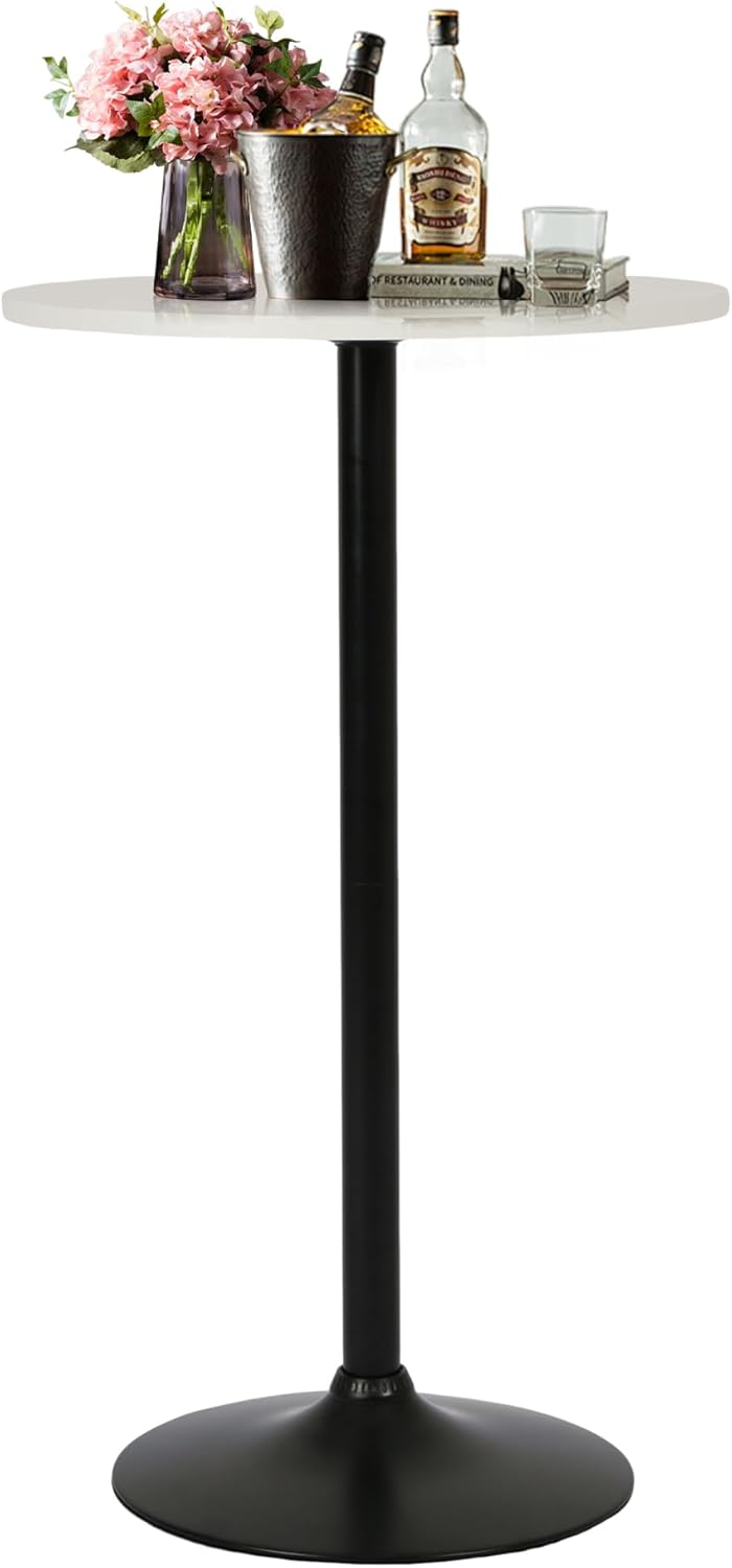 Drink Stand Side Table 40Inch Small Round Coffee Tables and Sturdy Metal Base Outdoor Bar Table Tall for Home and Kitchen Dining