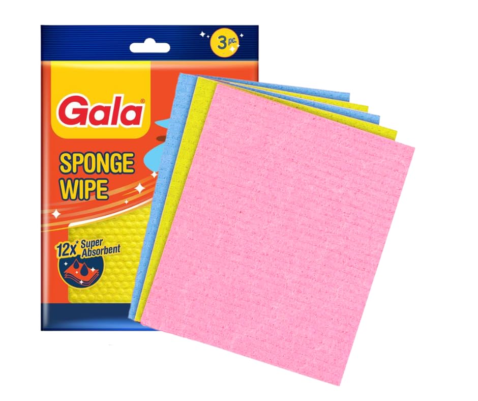 Gala Sponge Wipe for Kitchen, Kitchen Cleaning Sponge,Biodegradable Cellulose Material for Kitchen and Home Cleaning (3 Pcs Pack)-image-1