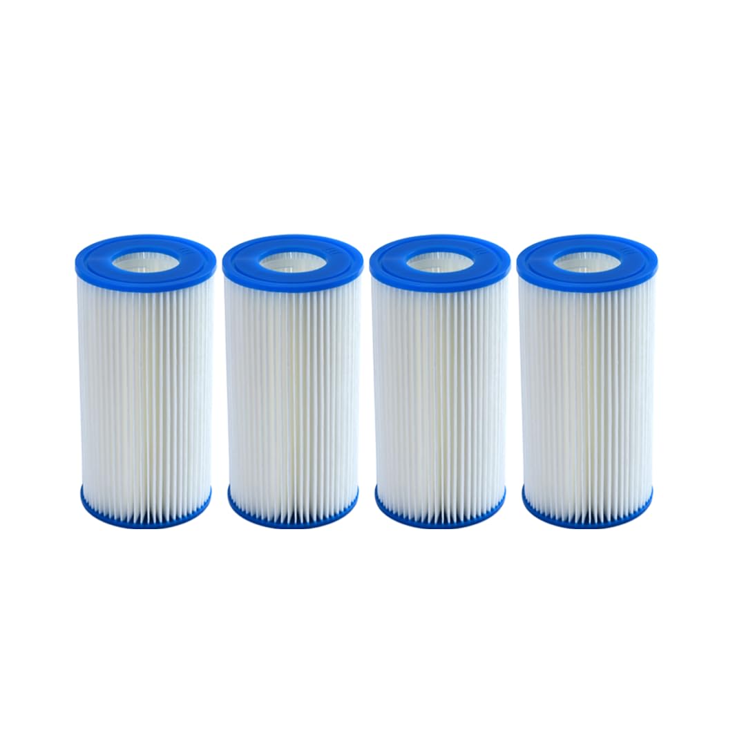 Malaka Filtre pour Spa Gonflable Taille I, II, III, VI Cartouches filtrantes compatibles (4, Taille III : φ10,4 x 20,3 cm, φ intérieur 5,2 cm)