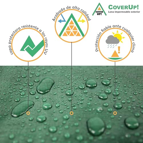 Miniatura 3 de Coverup! Lona Impermeable Verde 2x3 M 200 G M Con 10 Gomas De Sujeción Y Ojales Aluminio Resistente Uv Y Desgarros Cobertura Exterior Premium