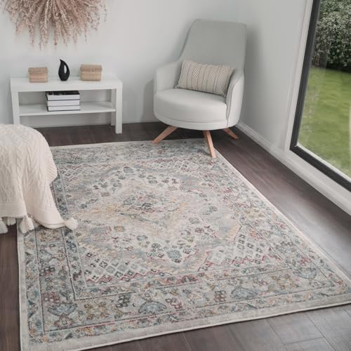Livabliss Casablanca Vintage groß - Wohnzimmer 140x200 cm, Esszimmer, Schlafzimmer, Orientalischer e Boho Style - Carpet Living Room, Bunter Muster, Taupe und Creme