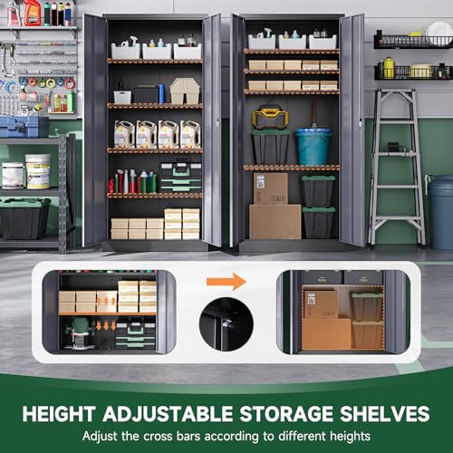 Letaya Metal Garage Storage Cabinets with Lock Door and Adjustable Shelves, Steel Tool Cabinets for Home,Office,Warehouse Organisieren (Black Grey, 72" H) - Image 5