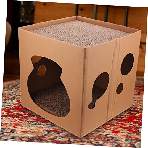 Chaton griffoir horizontal chat stable avec abri cabane en carton - 8
