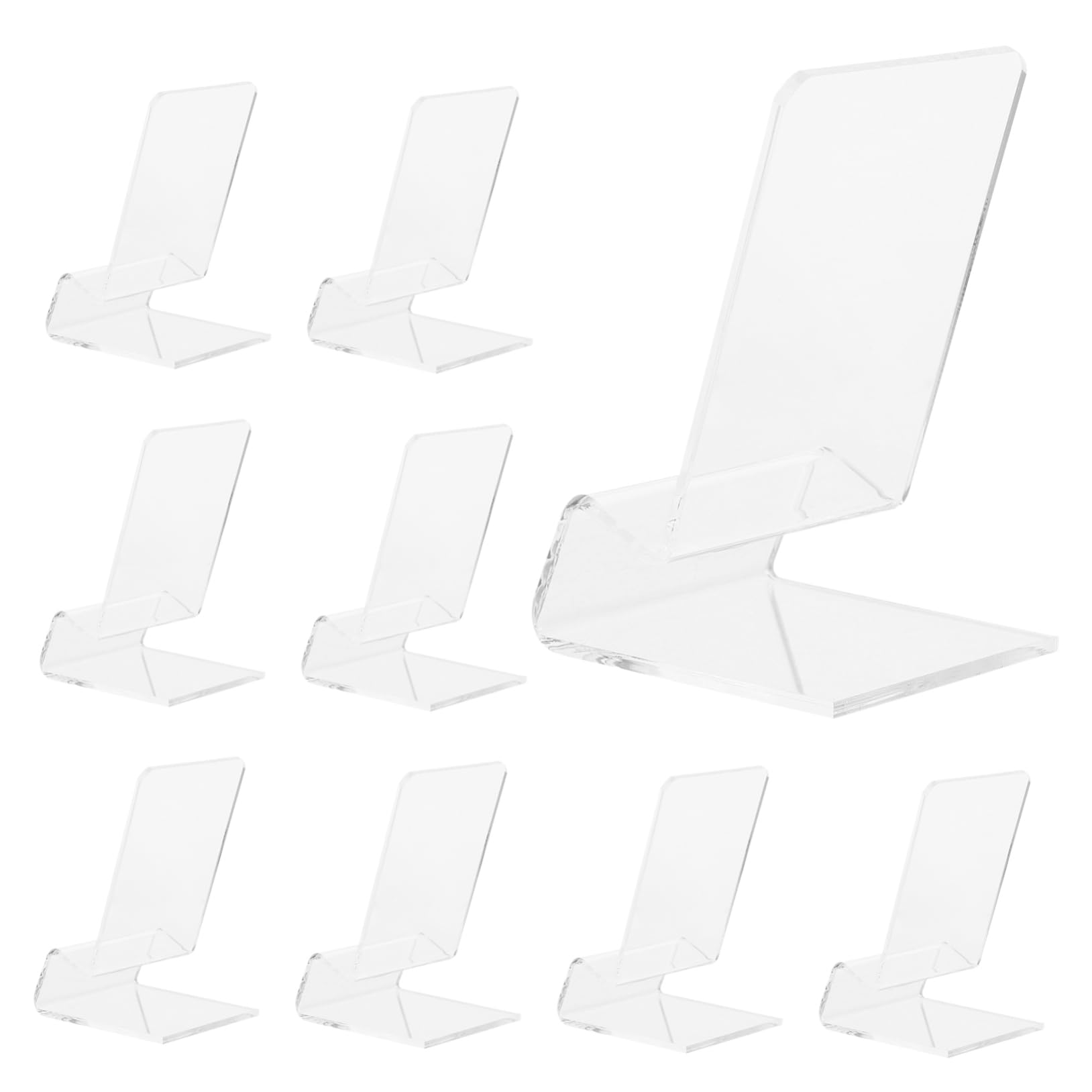 Homoyoyo Supporti per Telefono in Acrilico da Scrivania, Set da 10 Pezzi, Base per Cellulare da Ufficio, Accessori da Lavoro Trasparenti per Esposizione e Ricarica Display
