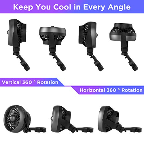 Car Fan, Battery Operated Usb Car Fan With Durable Hook, 4 Speed Strong Airflow,360 Degree Rotatable Car Fan, 5V Cooling Air Small Personal Fan For Car, Rear&Back Seat Passenger Etc(Black) #TOP5