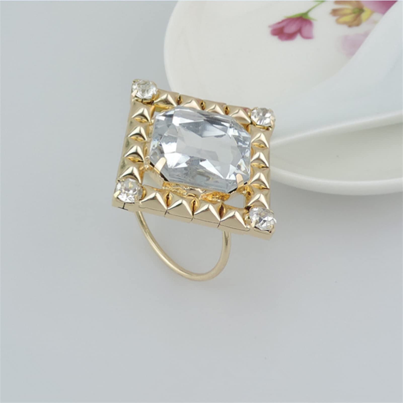servilletero 12 unids/lote Hotel Anillo de oro Boca de la boca Anillo de servilleta Cuadrado Lattice Metal Bigging Big Stars Hebilla de servilleta de cristal