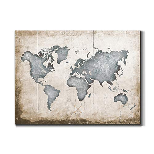 Floral Wall Art, Wall Décor Canvas, Classic, Geometric, Abstract, Transitional, & Country Chic, Ready to Hang - Industrial Map 12X18