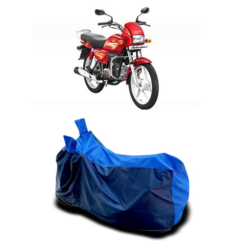 Image of DUFFEL-Two Wheeler Bike Body Cover Compatible for Hero Splendor+ I3s Heat Protectio /UV-Rays /Birds Dropping /DustProof /Waterproof All Variants [Nevay Blue]