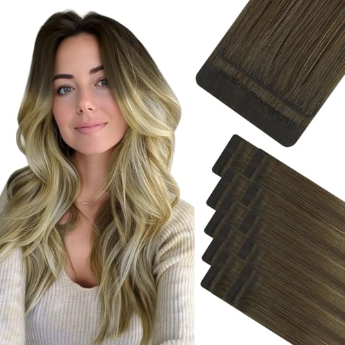 HOTBANANA Invisi Edge Tape in Hair Extensions Human Hair, 14inch