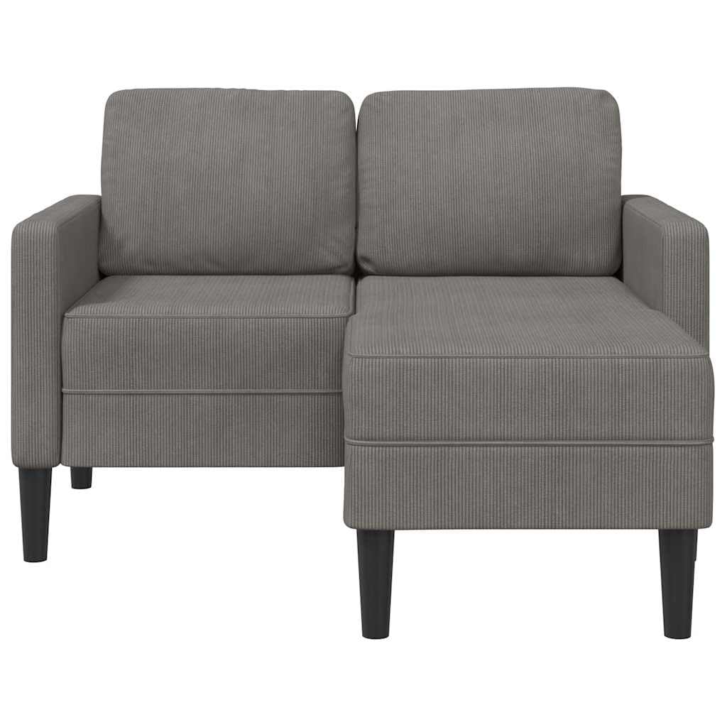 Sofá de 2 plazas con chaise longue en forma de L, color gris claro, 125 cm, sofá esquinero moderno de lino con marco de madera y patas de metal, sofá acolchado para ahorrar espacio en el salón