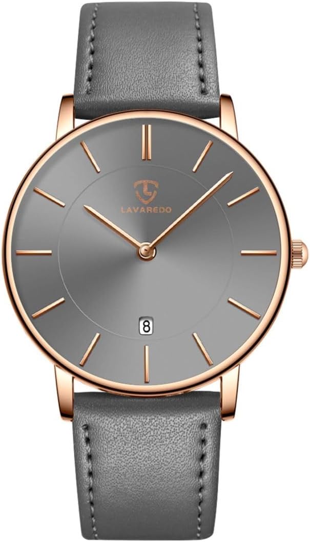 aswan watch Flache Damen Analog Quarz Armbanduhr mit Leder/Silikon Armband, Datum, 2 Zeiger, 39 mm Gehäusegröße