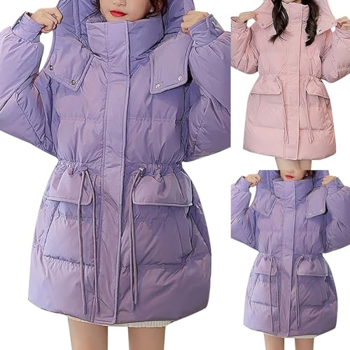 Girls Mid down Parka Jackets Thick Warm Windproof Zip up Hooded Puffer Coats with Pockets Teen Kids Winter Outwear2