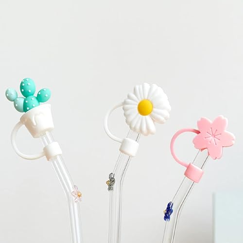 Miniatura 4 de TEONEI Tapas de paja con forma de cactus, cubiertas de punta de pajita, tapas reutilizables para popotes para beber, tapas para popotes de 0.71 a