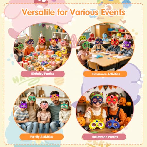 ZEELONA 24 Pcs Halloween Monster Crafts for Kids DIY Coloring Masks School - image 5
