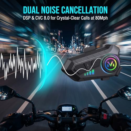 Auriculares Bluetooth de moto con triple reducción de ruido DSP CVC y RGB 2