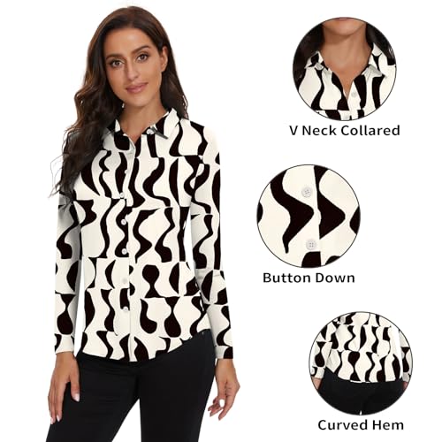 Image of Soneven Womens Golf Polo Shirts 3 /4 Long Sleeve V Neck Button Down Shirts Business Causal Work Blouses Tops