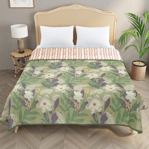 Image of Homestan Reversible All Season Cotton Feel Dohar for Double Bed,Soft Light Weight AC Blanket /Comforter for Summer /Winter /Monsoon (84x88 Inches, Tropic Dew)