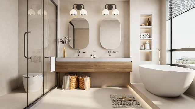 Image of Black Bathroom Light Fixtures 3-Lights Vanity Lights with Milky White Frosted Glass Shade Bathroom Vanity Light 22.4 inch Wall Sconce Lighting Bath(Exclude E26 Bulb)