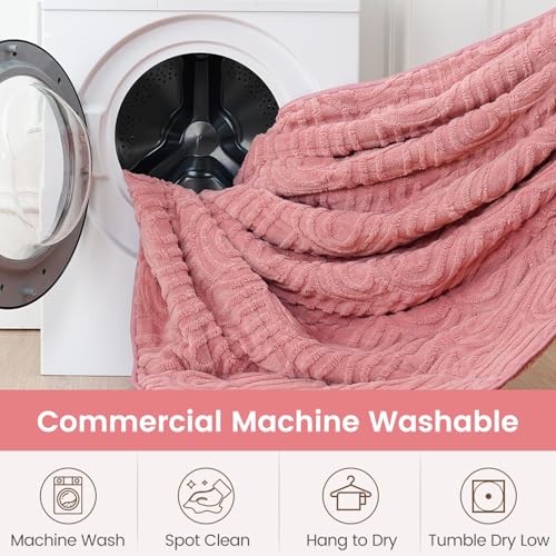 Image of Sherpa Fleece Adult Weighted Blanket Great for Sleep, 15 lbs Dual Sided Soft Fuzzy Heavy Blankets for Couch Bed Sofa, Cozy Warm Arched Jacquard Throw for Winter (Apricot Pink, 48 inch x 72 inch, 15 Pounds)