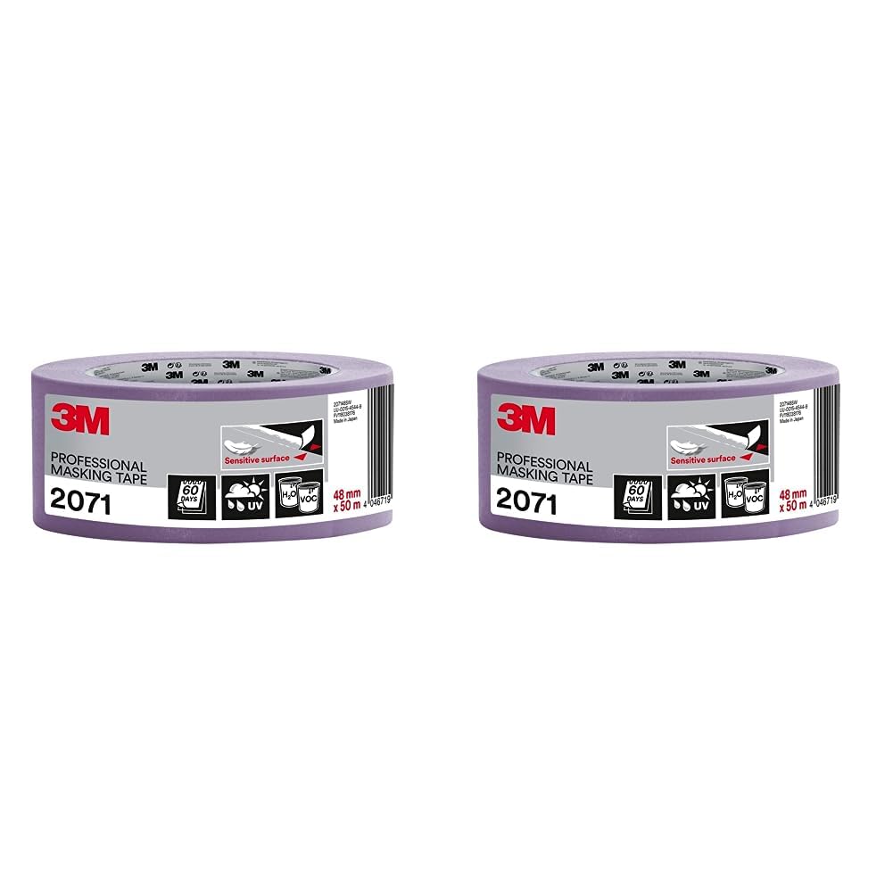 3M Professional Masking Tape 2071, Sensitive Surfaces, Purple, 48 mm x 50 m, 1 Roll/Pack (Pack of 2)