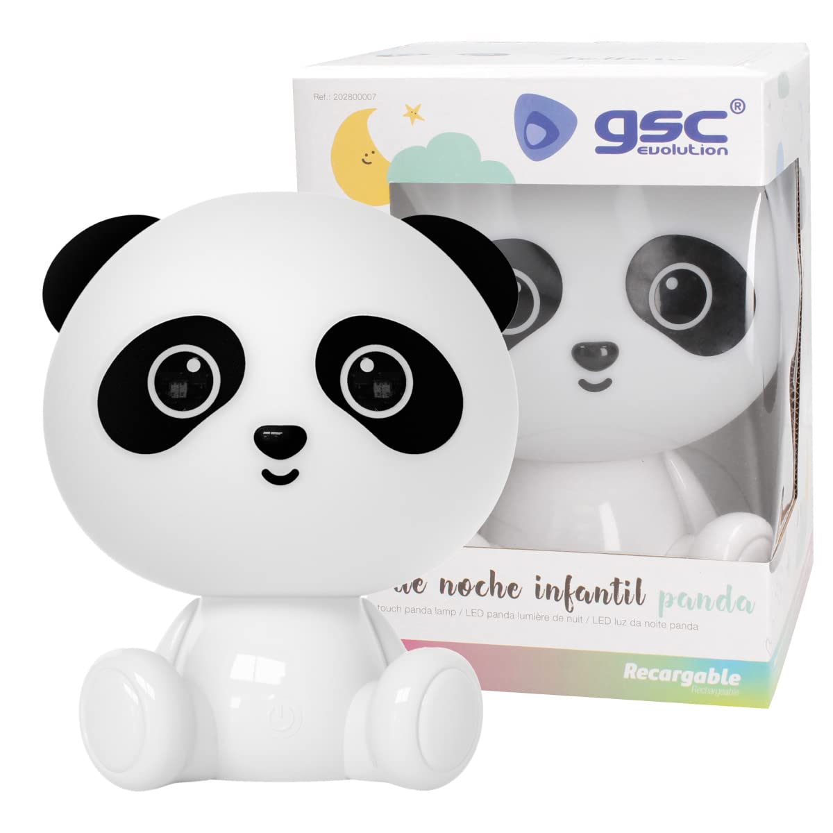 Luce notturna per bambini Panda LED 2,5W RGB + batteria ricaricabile per luce diurna Bianca