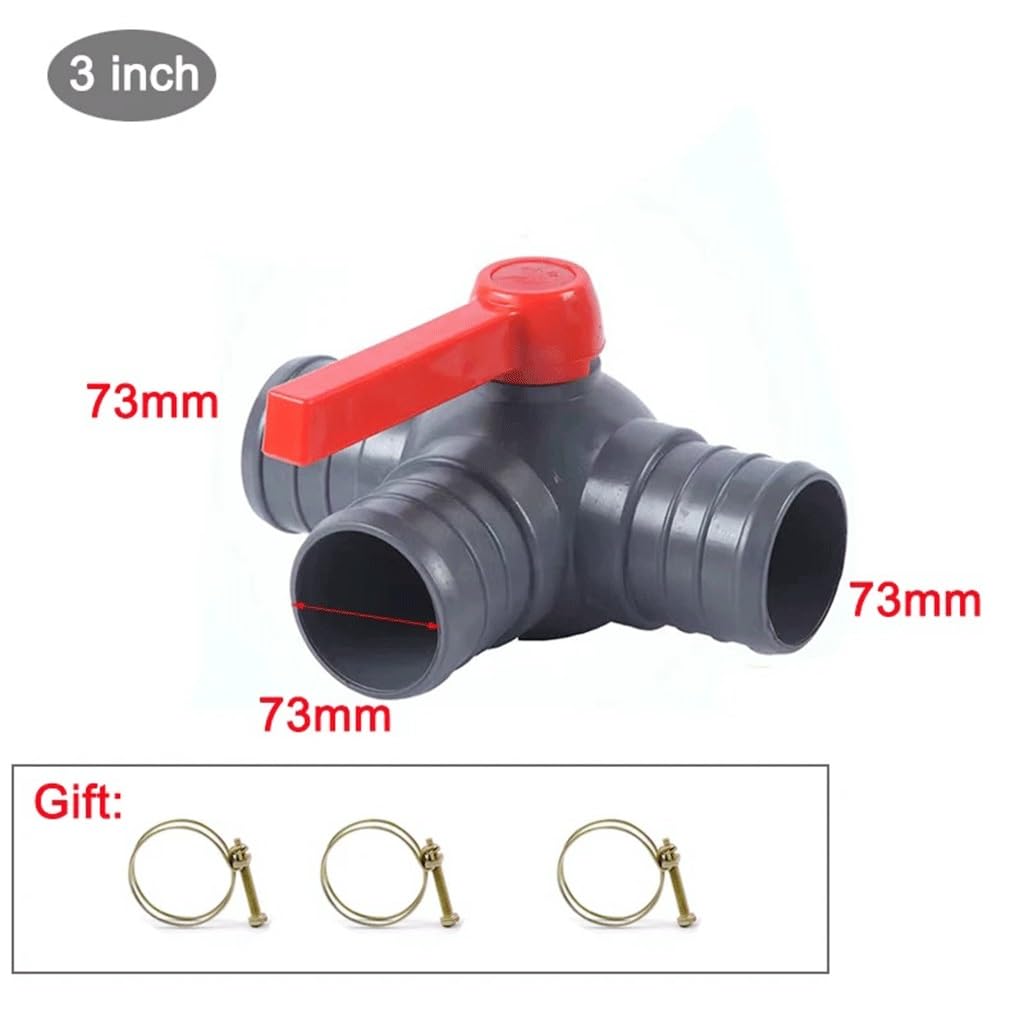 PVC-Ventil Kugelhahn， Tropfbewässerungsband Gleicher T-Stück-Kugelhahnanschluss PVC-Material Verdicken Langlebige Marke Mikro-Sprüh-Tropfarmaturen, for Gartenwasseranschlüsse(3inch)