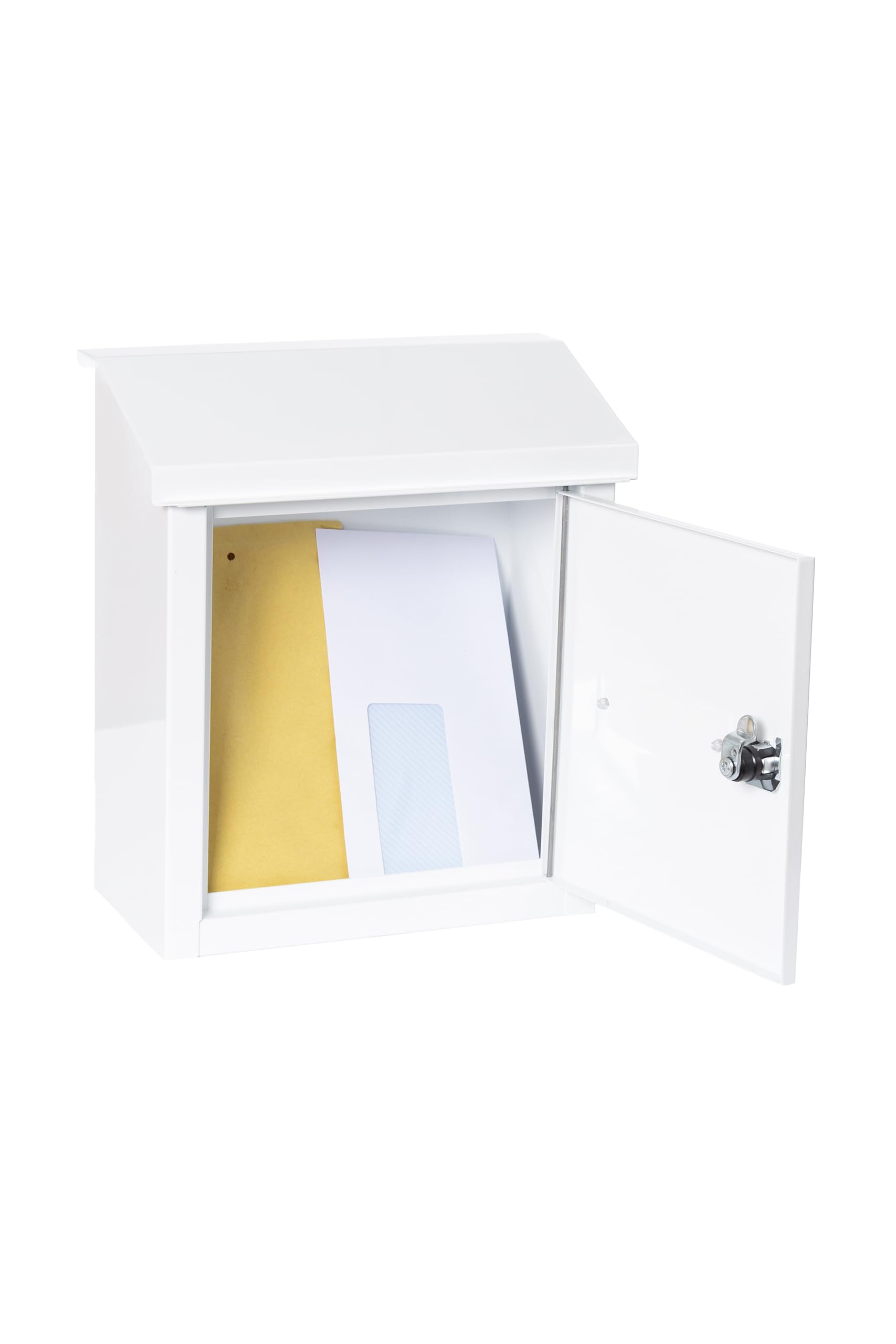 ARREGUI V4091 Boîte aux lettres en acier pour porte, mur et portail, Boîte aux lettres intérieure avec fente de 23 x 4 cm, Taille S (Courrier A5), Résistant aux intempéries, Installation facile, Blanc