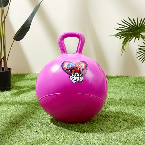 Image of Amazon Brand - Jam & Honey 18 inch My Little Pony Hopper Ball for Kids | Durable & Safe Bouncing Ball with Handles | Indoor Outdoor Fun Toy (Purple)