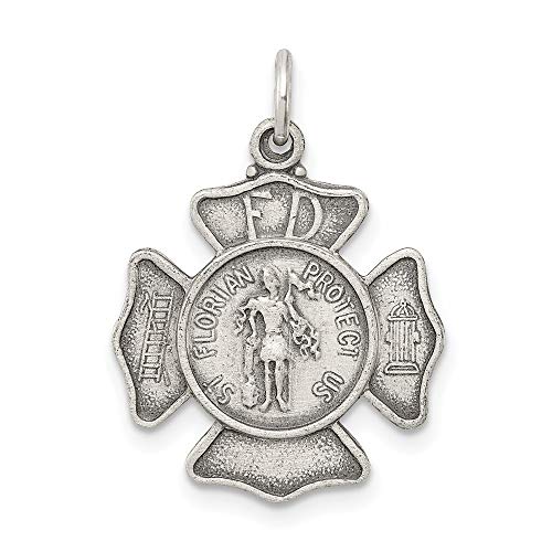 925 Sterling Silver Saint Florian Badge Medal Pendant Charm Necklace Religious Patron St Fine Jewelry For Women Gifts For Her