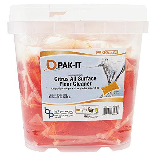 PAK-IT 578920003200 Citrus All-Purpose Floor Cleaner, Citrus Scent, 50 PAK-ITs/Tub