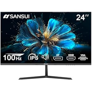 SANSUI 24 inch Monitor, IPS Display Computer Monitor with Built-in Speakers, 100Hz Monitor VESA Mount with DisplayPort HDMI VGA Inputs, FHD Monitor for Home Office (ES-24x3A HDMI Cable Included)