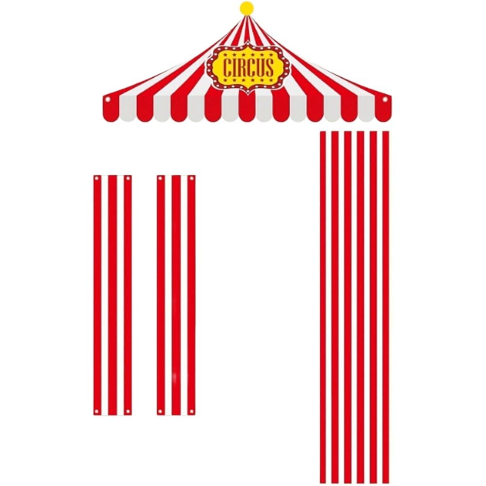 Vobumix Circus Backdrop 4pcs Carnival Banner Circus Theme Party Decorations Polyester Arch Banner Background Cloth for Carnival Events Party