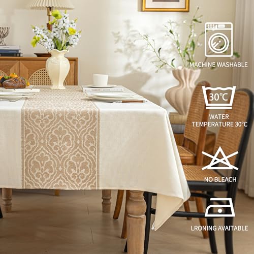 Linen Tablecloths for Rectangle Tables,Fabric Tablecloth Advanced Waterproofing Technology for Dinningroom,Farmhouse