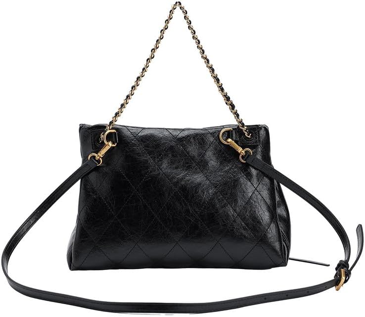 URBAN REVIVO Women‘s Quilted Leather Crossbody Bag， Drawstring Bucket Handbag Purse for Travel， Daily & Shopping