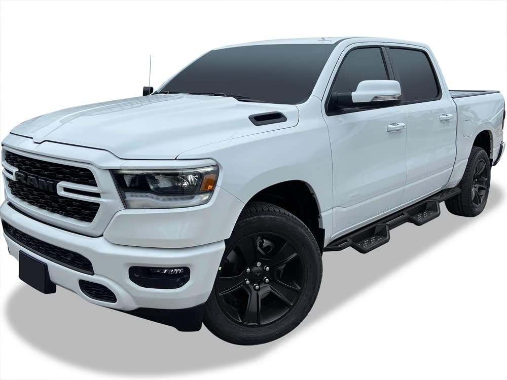 APS Wheel to Wheel Black 6 Inches Tubular Drop Down Style Nerf Bars Running Boards Compatible with Ram 1500 2019-2026 Crew Cab 5.5ft Bed (Exclude 19-24 Ram 1500 Classic)